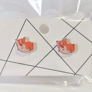 💎Girls Golden Corgi Flat Resin Stud Earrings